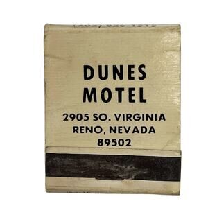 Vintage Dunes Motel Reno Nevada Matchbook Cover Advertising Souvenir Unstruck